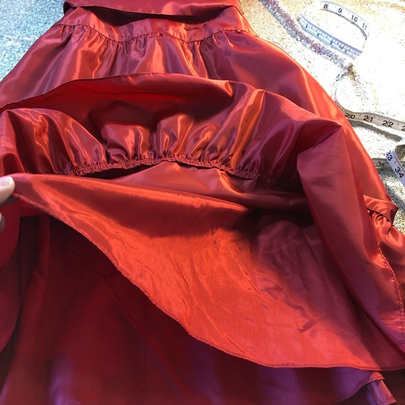 Max & Cleo Orange Red Ruffle Hem Dress - Picture 7 of 8